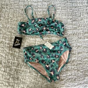 NWT bikini girls size XL Art Class leopard print teal and blue